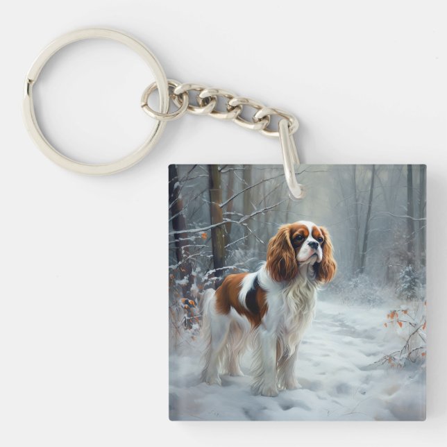 Porte-clefs Cavalier King Qu'il neige Noël Brossé  (Devant)
