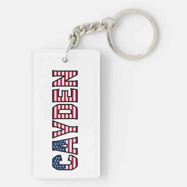 Porte-clefs Cayden Nom Prénom U.S. Drapeau Adeptes Clés (Dos)