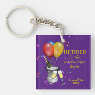 Porte-clefs Célébration de retraite élégante violet