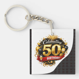 Porte-clefs Célébration élégante d'anniversaire de 50 ans en o