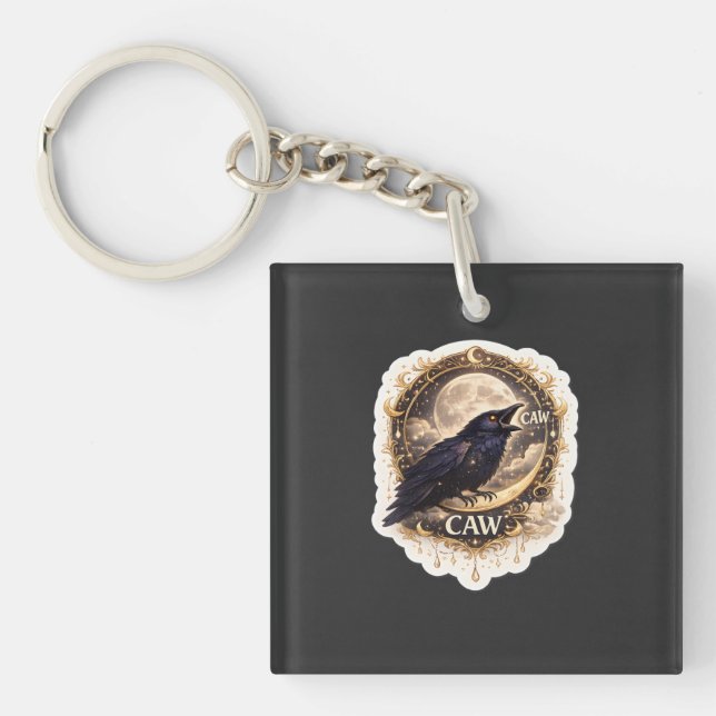 Porte-clefs Celestial Raven Moon Gothic Night Nature Vibes (Devant)