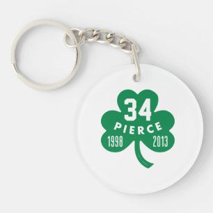 Porte-clefs Celtics - Pierce 34 Retraité Numéro Clover (Vert)