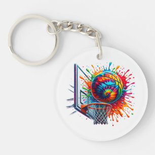 Porte-clefs Cerceau de basketball Tie Dye couleur coloré