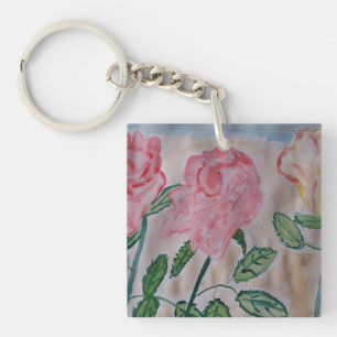 Porte-clefs Cercle à clé acrylique pour Roses d'été Abstraits