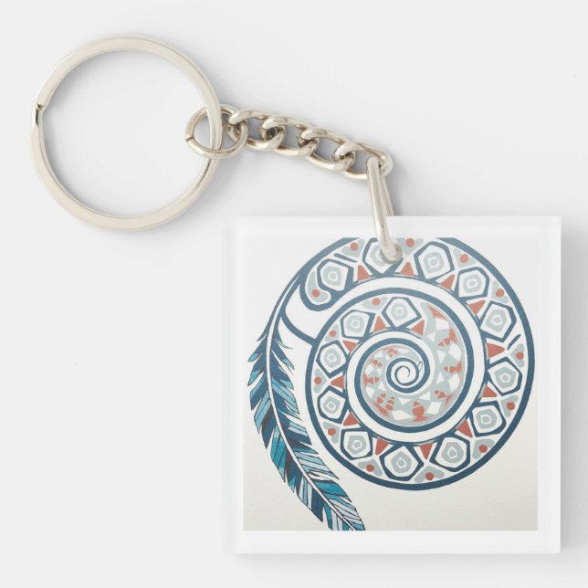 Porte-clefs Cercle avec plume (Devant)