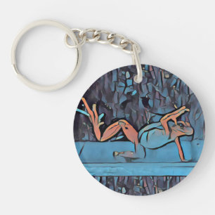 Porte-clefs Cercle bleu Porte - clé de grenouille multicolore