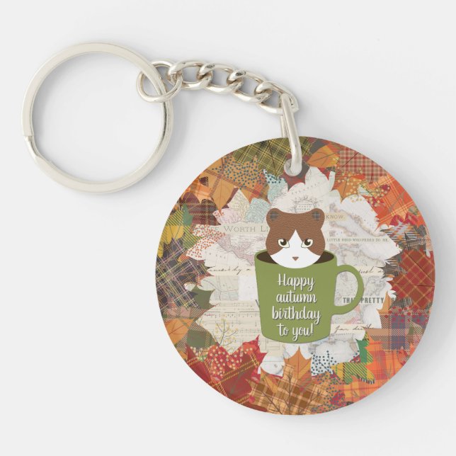 Porte-clefs Cercle Chat Automne (Devant)