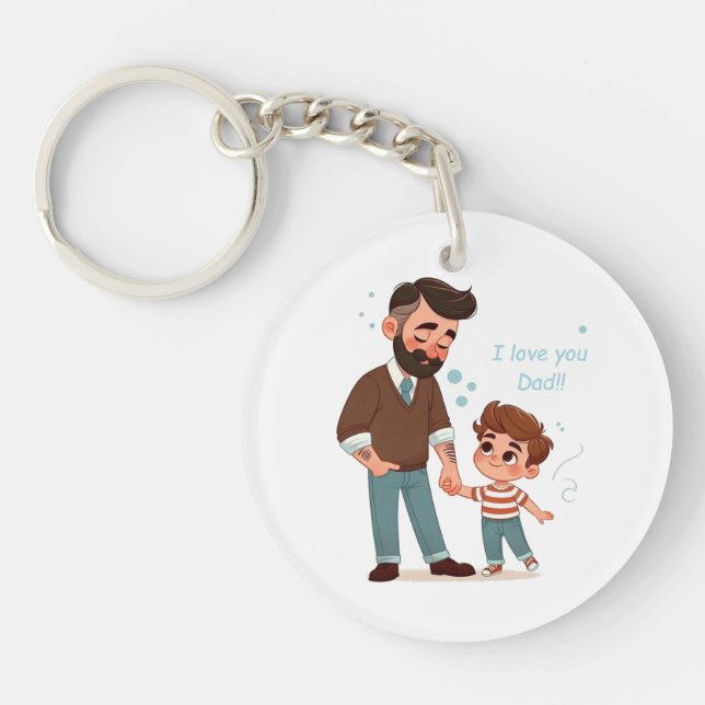 Porte-clefs Cercle clé avec dévouement papa. (Devant)