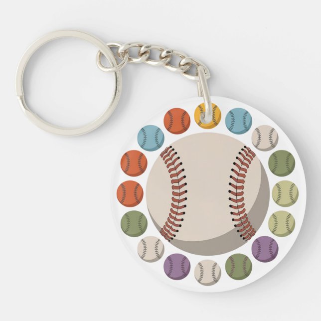 Porte-clefs Cercle de baseball coloré (Devant)