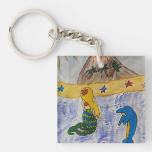 Porte-clefs Cercle de clé acrylique de l'île Mermaid