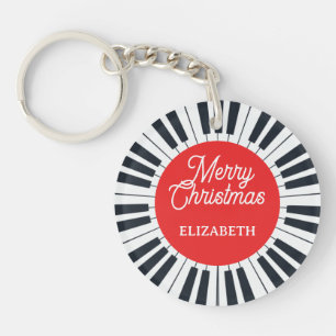 Porte-clefs Cercle de touches de piano Joyeux Noël Pianiste Mu