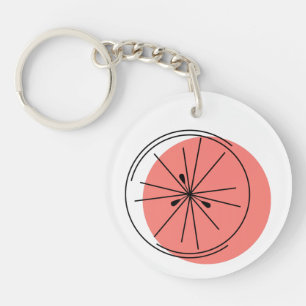 Porte-clefs Cercle Monogramme rose Citrus double face