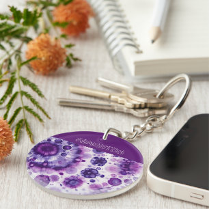 Porte-clefs Cercles Artistiques de Batik Violet Rose Violet Po