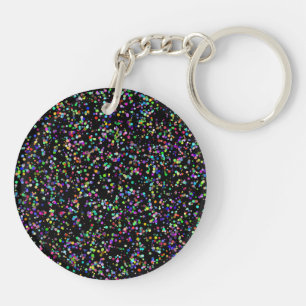 Porte-clefs Cercles colorés bulles sur motif unique noir