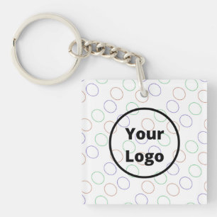 Porte-clefs Cercles colorés du logo personnalisé sur blanc