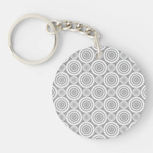 Porte-clefs Cercles Géométriques Modernes et Élégants Gris et