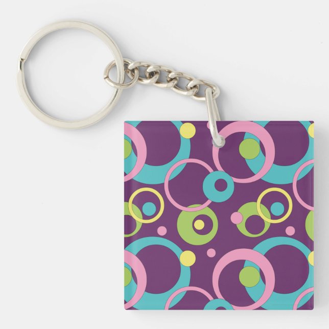 Porte-clefs Cercles Violets Funky (Devant)
