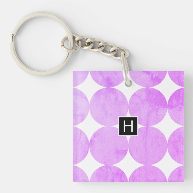 Porte-clefs Cercles violets modernes | Monogramme (Devant)