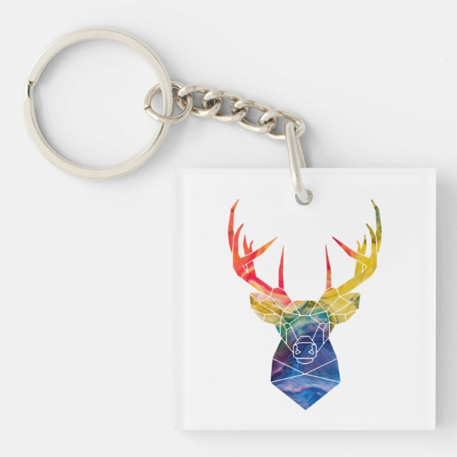 Porte-clefs Cerf à l'aquarelle     (Devant)