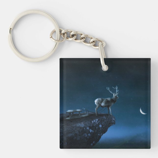 Porte-clefs cerf au clair de lune (Devant)