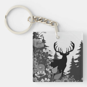 Porte-clefs Cerf avec grand rack hors forêt