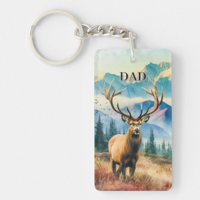 Porte-clefs Cerf Buck de Papa avec bois  (Devant)