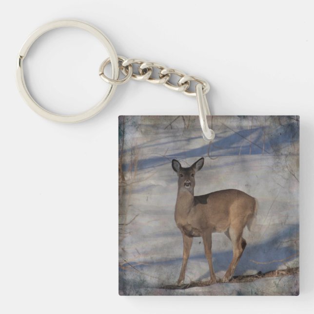 Porte-clefs Cerf dans la neige (Devant)