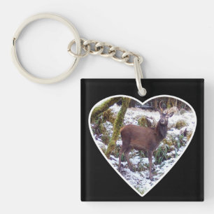 Porte-clefs Cerf élaphe chute de neige hiver faune sauvage por