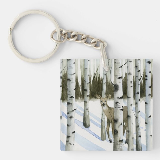 Porte-clefs Cerf en chute de neige (Devant)