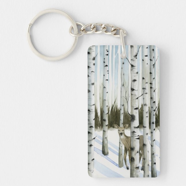 Porte-clefs Cerf en chute de neige (Devant)