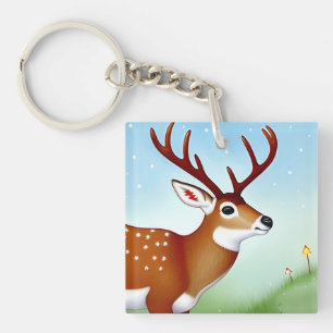 Porte-clefs Cerfs dans une scène de pays des merveilles hivern