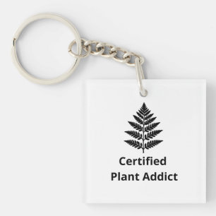 Porte-clefs Certified Plant Addict Logo with Black Fern Silhou