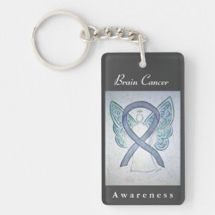 Porte-clefs Cerveau Cancer Sensibilisation Ruban Angel Art Por