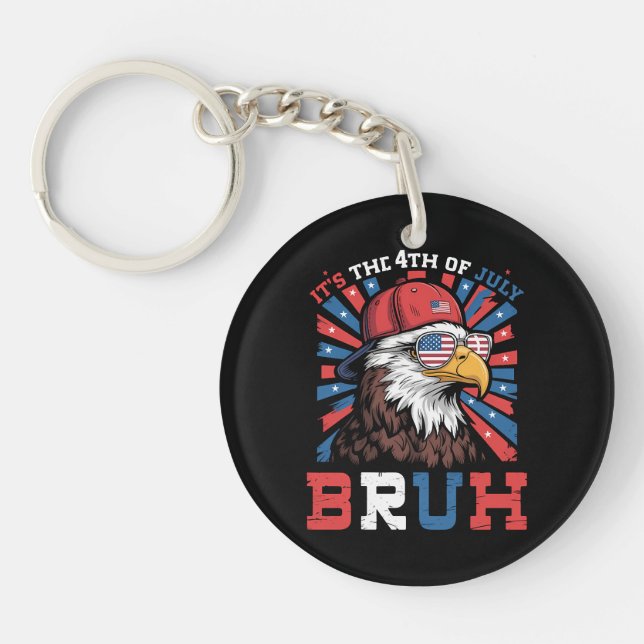Porte-clefs C'est le 4 juillet Bruh Aigle américain Patriote (Devant)