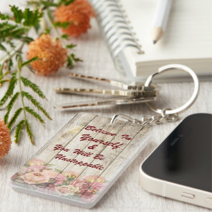 Porte-clefs Chaîne de clés en acrylique Roses Croyez en vous-m