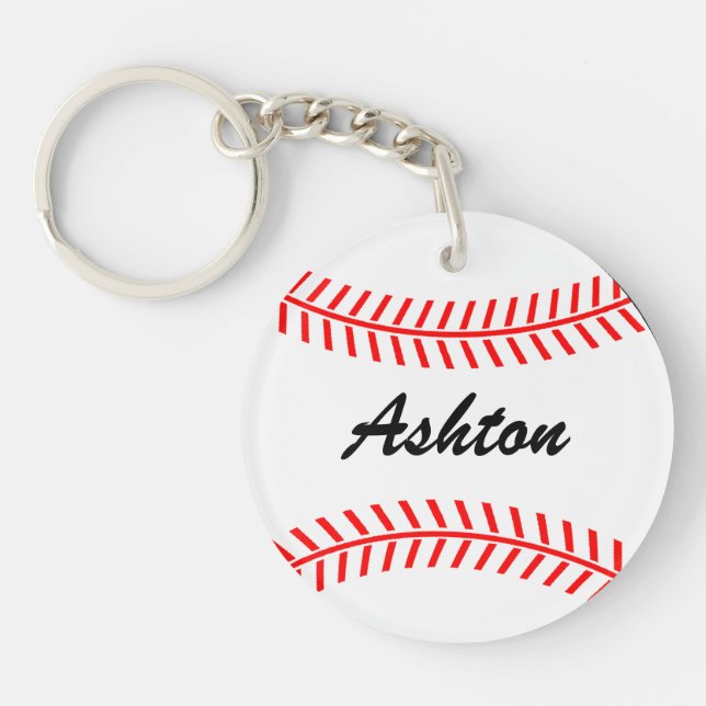Porte-clefs Chaînes clés de base-ball personnalisées avec nom  (Devant)