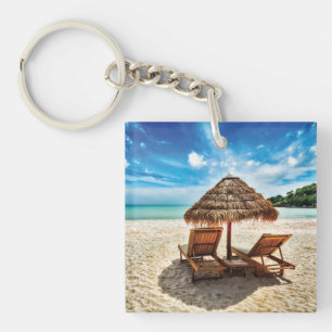Porte-clefs Chaises longues sur la plage coussin