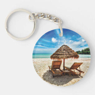 Porte-clefs Chaises longues sur la plage coussin