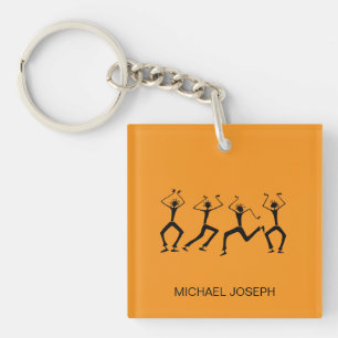 Porte-clefs Chaleureux Orange Silhouette Joyeux Danseurs De Fê