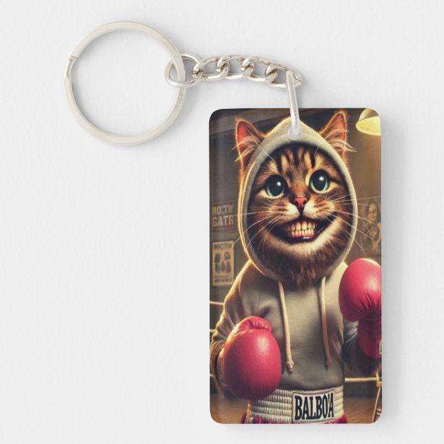 Porte-clefs Champ de boxe ? - Chat avec gants de boxe (Devant)