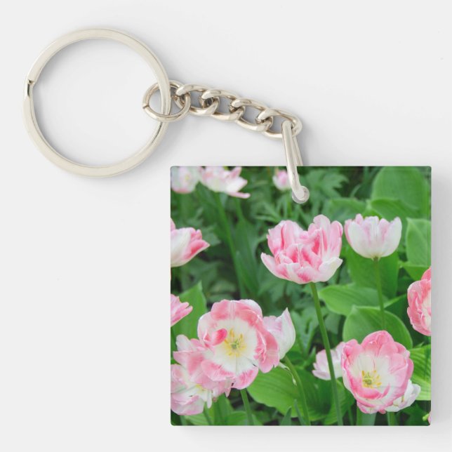 Porte-clefs Champ de tulipes roses (Devant)