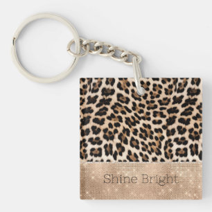 Porte-clefs Champagne Glitz Crème Leopard
