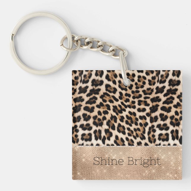 Porte-clefs Champagne Glitz Crème Leopard (Devant)