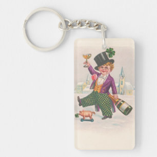 Porte-clefs Champagne vintage Shamrock Jour de la Saint Patric