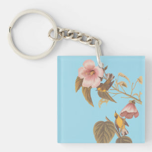 Porte-clefs Chanson d'Audubon sur la Paruline jaune ailée bleu