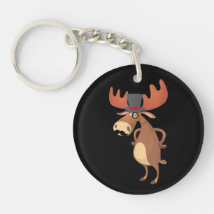 Porte-clefs Chapeau Cool Drôle de Moustache d'Élan Amoureux de