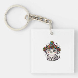 Porte-clefs Chapeau Tissé Chat Marocain Amazigh Kawaii Mignon