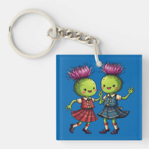 Porte-clefs Chardons portant du tartan dansant une ceilidh éco