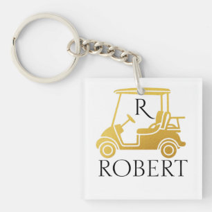 Porte-clefs Chariot personnalisé unique doré Monogramme Nom