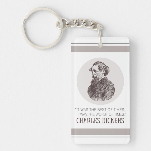 Porte-clefs Charles Dickens Portrait et Citation (Devant)
